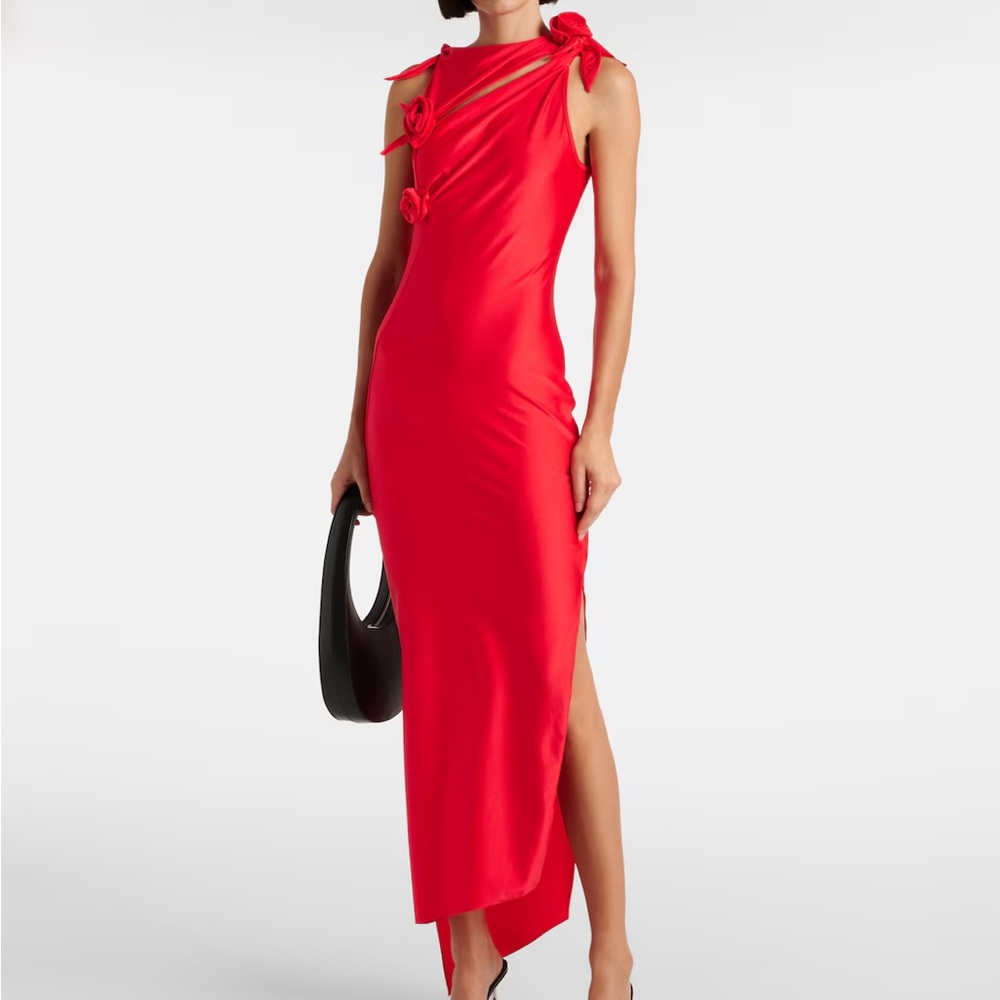 Coperni Floral-appliqué asymmetric gown NWT